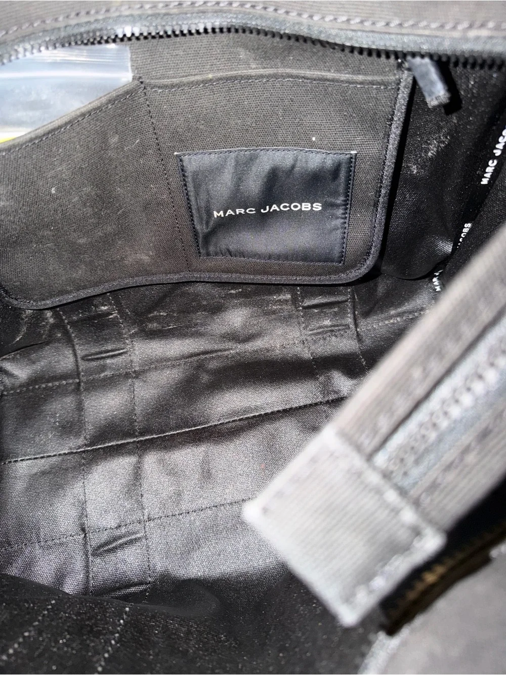 Marc Jacobs Black Canvas Duffel Tote with White Logo